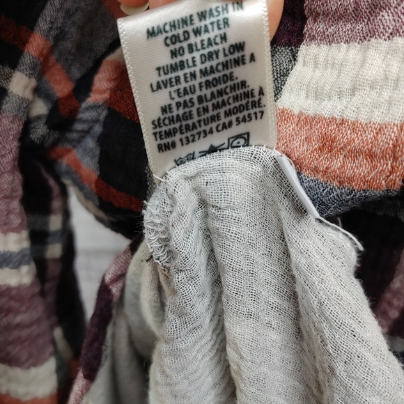 BELLA Dahl gauzy cotton plaid shirt M - Picture 11 of 14